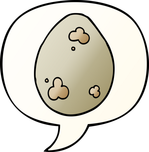 bir insan tarafından çizilmiş, konuşma baloncuklu karikatür yumurtası.