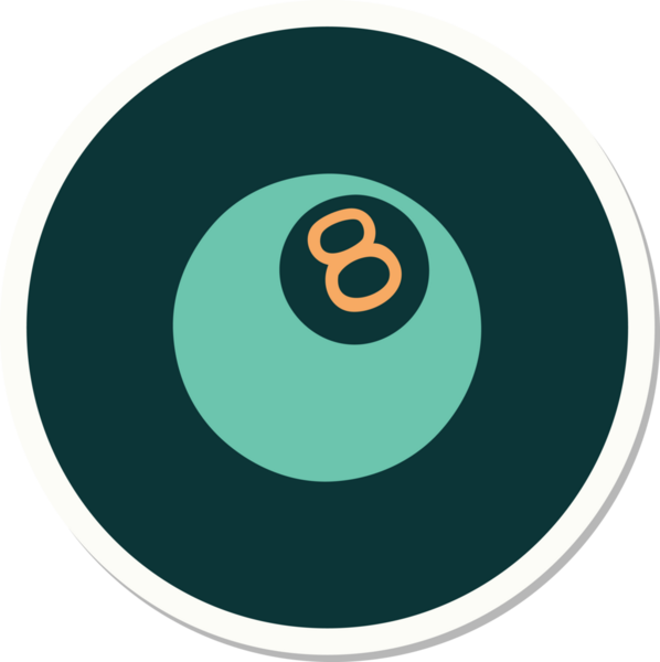 Bir insan tarafından çizilmiş geleneksel 8 top stili dövme çıkartması.