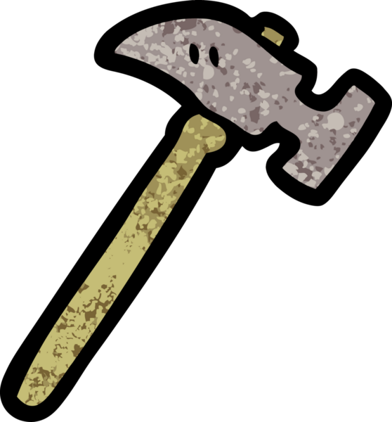 Bir insan tarafından çizilmiş karton çekiç.