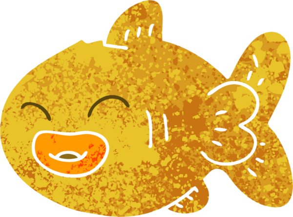 Bir insan tarafından çizilmiş tuhaf resimli karikatür balığı.