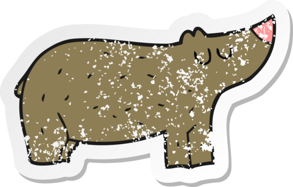 Bir insan tarafından çizilmiş karikatür ayısının gerilmiş çıkartması.