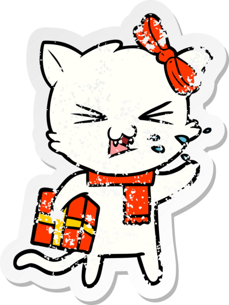 Bir insan tarafından çizilmiş karikatür bir kedinin sıkıntılı çıkartması.