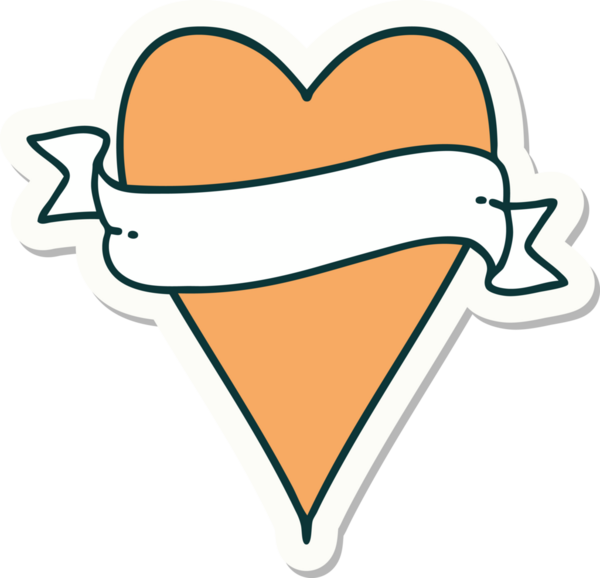 Bir insan tarafından çizilmiş geleneksel bir kalp ve bayrak stili dövme çıkartması.