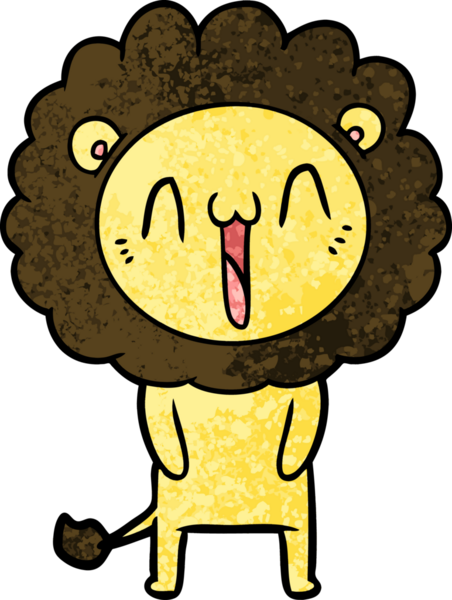 Bir insan tarafından çizilmiş mutlu çizgi film aslanı.