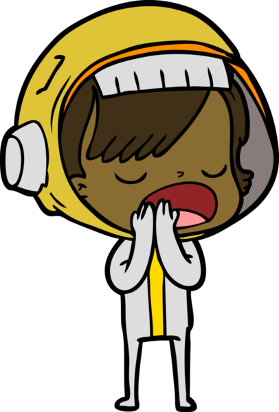 Karikatür astronot kadın bir insan tarafından çizilmiş.