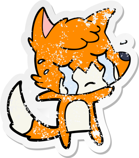 Bir insan tarafından çizilmiş ağlayan tilki çizgi filminin sıkıntılı çıkartması.