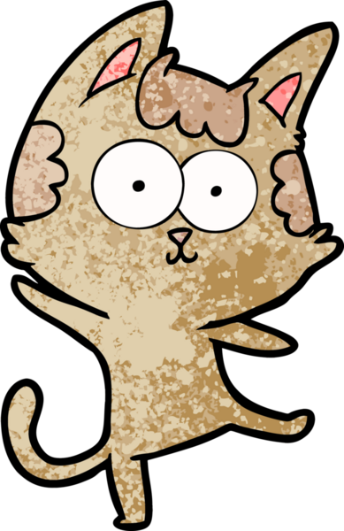 Bir insan tarafından çizilmiş mutlu kedi dansı çizgi filmi.