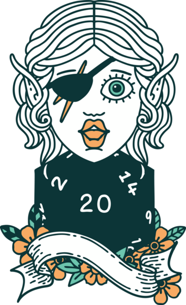 Retro Dövme Tarzı Cüce Bir insan tarafından çizilmiş 20 zar atışıyla