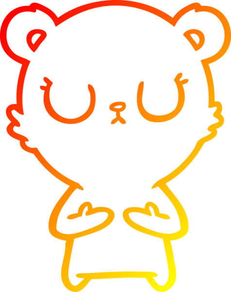 Bir insan tarafından çizilmiş barışçıl bir ayı yavrusunun sıcak çizgi çizimi