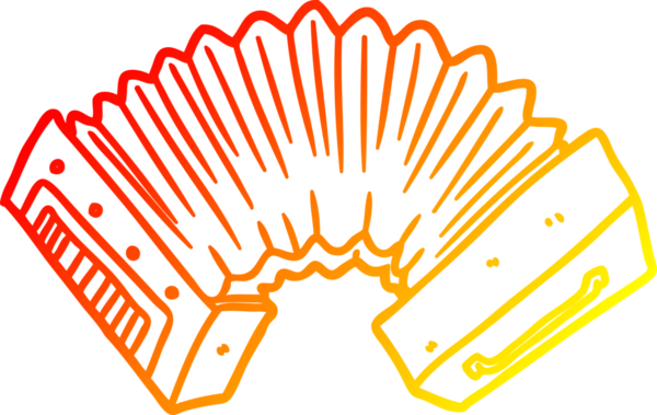 Bir insan tarafından çizilen karikatür akordeonunun sıcak gradyan çizimi