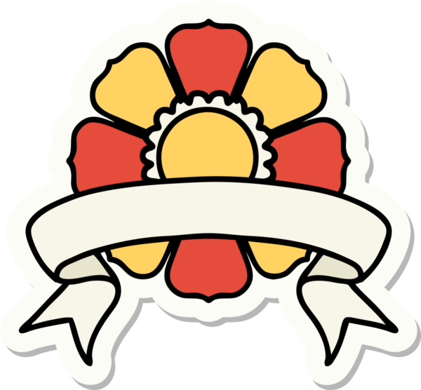 Bir insan tarafından çizilmiş çiçek pankartıyla dövme stili