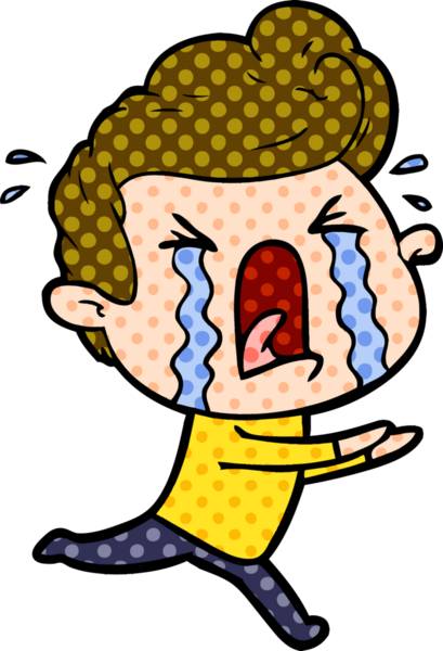 Bir insan tarafından çizilmiş ağlayan bir karikatür.