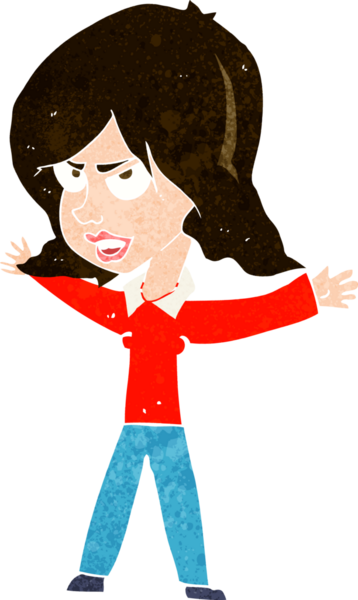 Bir insan tarafından çizilmiş karikatür kadın.