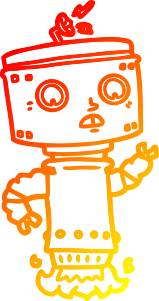 Bir insan tarafından çizilen çizgi film robotunun sıcak çizgi çizimi