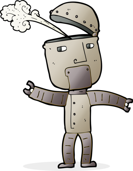 Bir insan tarafından çizilmiş komik robot.