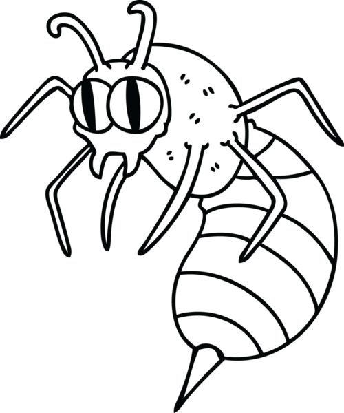 Bir insan tarafından çizilmiş garip çizgi film eşekarısı çizimi