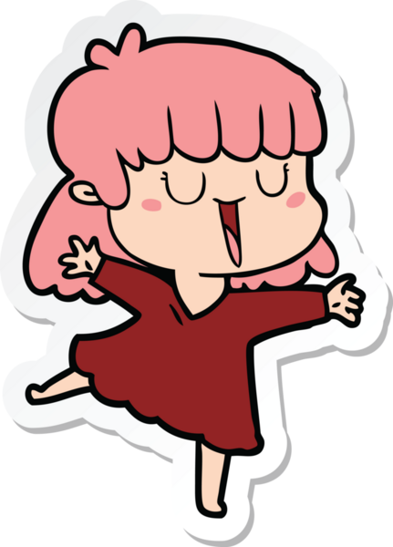 Bir insan tarafından çizilmiş bir karikatür kadının çıkartması.