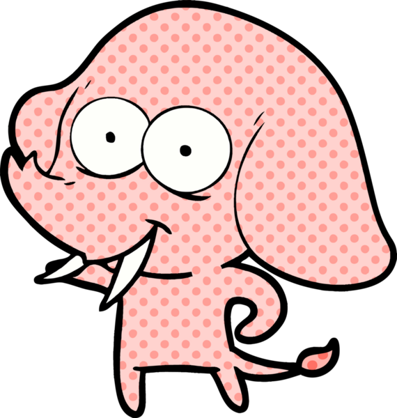 Bir insan tarafından çizilmiş mutlu bir fil.