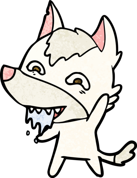 Bir insan tarafından çizilmiş aç kurt çizgi filmi.