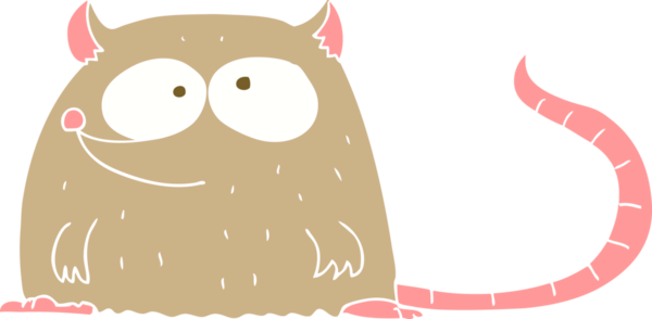 Bir insan tarafından çizilmiş bir farenin düz renk çizimi