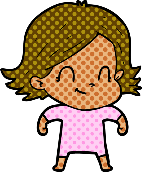 Bir insan tarafından çizilmiş karikatür dostu kız.