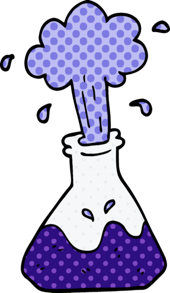 Bir insan tarafından çizilmiş karikatür patlayan kimyasal set.