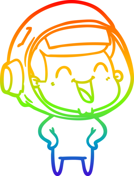 gökkuşağı gradyan çizimi mutlu bir çizgi astronot çizimi bir insan tarafından çizildi