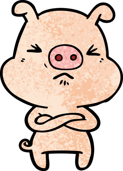 Bir insan tarafından çizilmiş kızgın domuz çizgi filmi.