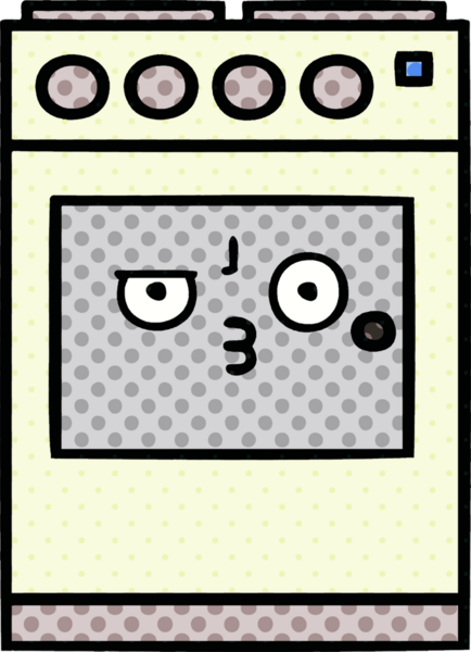 Bir insan tarafından çizilmiş mutfak fırınının çizgi romanı.