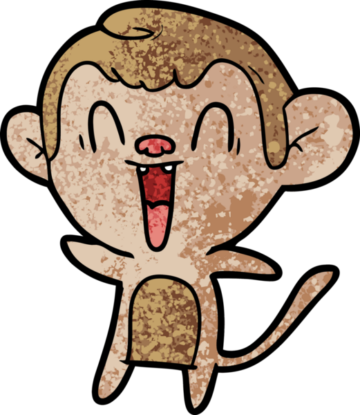 Bir insan tarafından çizilmiş gülen maymun çizgi filmi