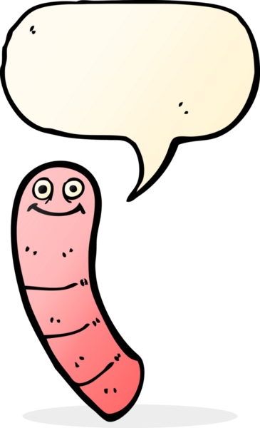 bir insan tarafından çizilmiş konuşma baloncuklu çizgi film solucanı