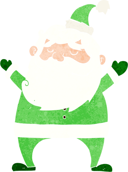 Bir insan tarafından çizilmiş neşeli Noel Baba çizgi filmi.