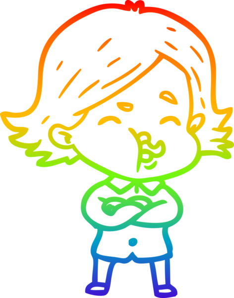 Gökkuşağı gradyan çizgi çizimi Bir insan tarafından çizilen bir kız karikatürü