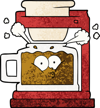 Bir insan tarafından çizilmiş sıcak kahve demliği.