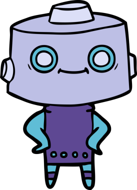 Bir insan tarafından çizilmiş çizgi film robotu