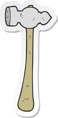 Bir insan tarafından çizilmiş bir karikatür çekicin çıkartması.