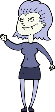 Bir insan tarafından çizilmiş vampir kız çizgi filmi.