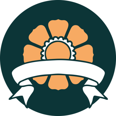 bir insan tarafından çizilmiş bir çiçek pankartıyla dövme biçimi simgesi