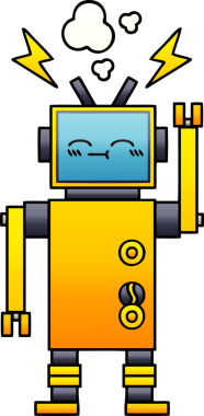 Arızalı bir robotun insan tarafından çizilmiş gölgeli karikatürü