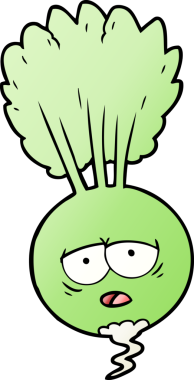 Bir insan tarafından çizilmiş karikatür kökü sebzesi