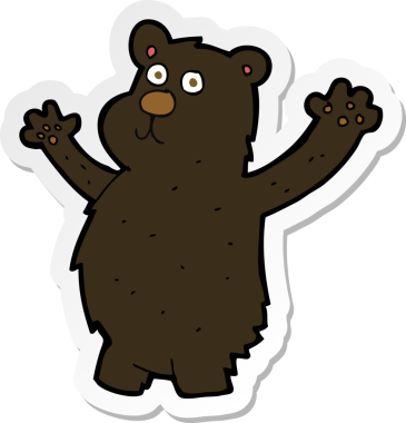 Bir insan tarafından çizilmiş komik bir kara ayının çıkartması.