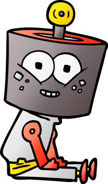 Bir insan tarafından çizilmiş mutlu çizgi film robotu