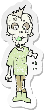 Bir insan tarafından çizilmiş zombi çizgi filminin gerilimli çıkartması.