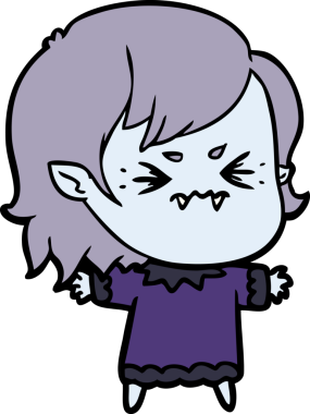 Bir insan tarafından çizilmiş kızgın vampir kız.