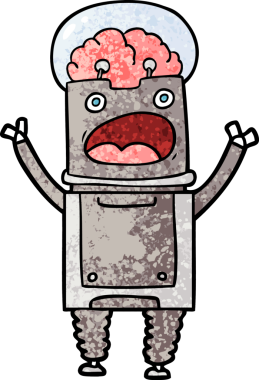 Bir insan tarafından çizilmiş çizgi film robotu