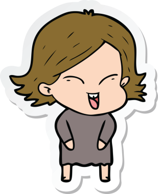 Bir insan tarafından çizilmiş mutlu bir çizgi film kızının çıkartması.