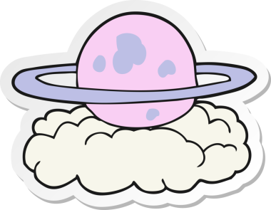 Bir insan tarafından çizilmiş uzaylı bir gezegenin çıkartması.