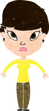 Bir insan tarafından çizilmiş omuz silken çizgi filmdeki kadın.