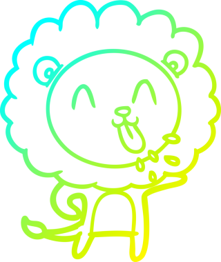 Bir insan tarafından çizilmiş mutlu çizgi film aslanı çizimi.