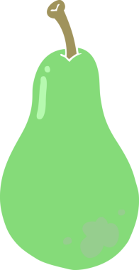 Bir insan tarafından çizilmiş düz renk çizgi film armudu